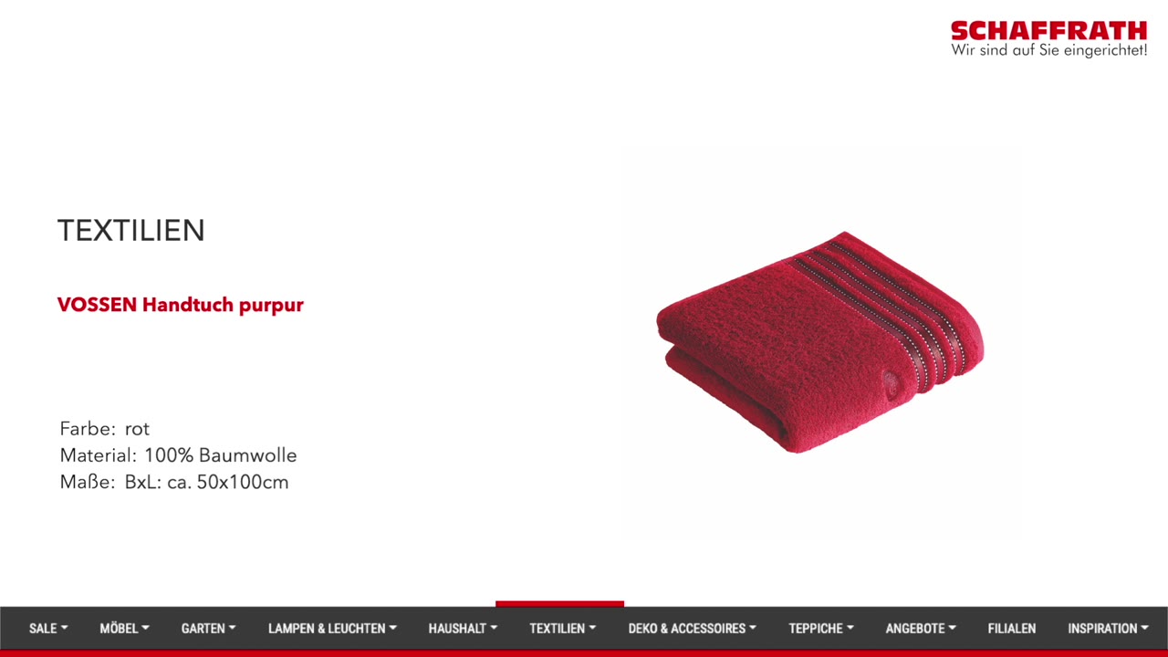 VOSSEN Handtuch purpur | Möbel Schaffrath Onlineshop | Alle Handtücher